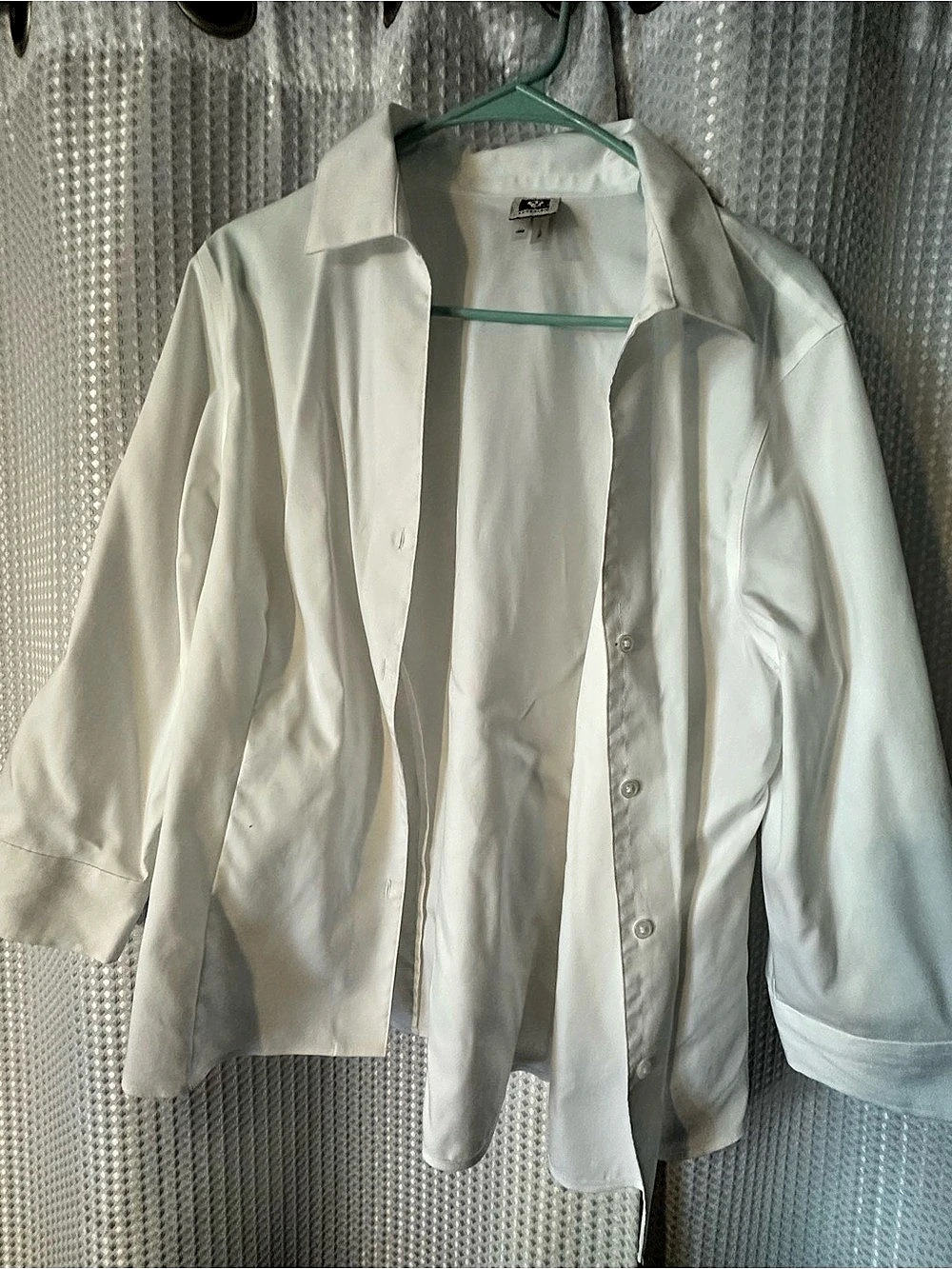 Anne Klein Cotton Blend Poplin Button-Up Shirt White